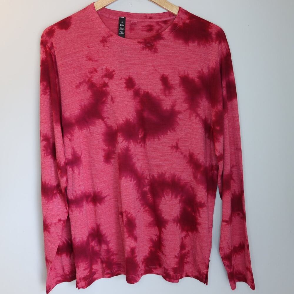 Lululemon Lab T-Shirt M Pink Crew Neck Long Sleeve Merino Side Vents